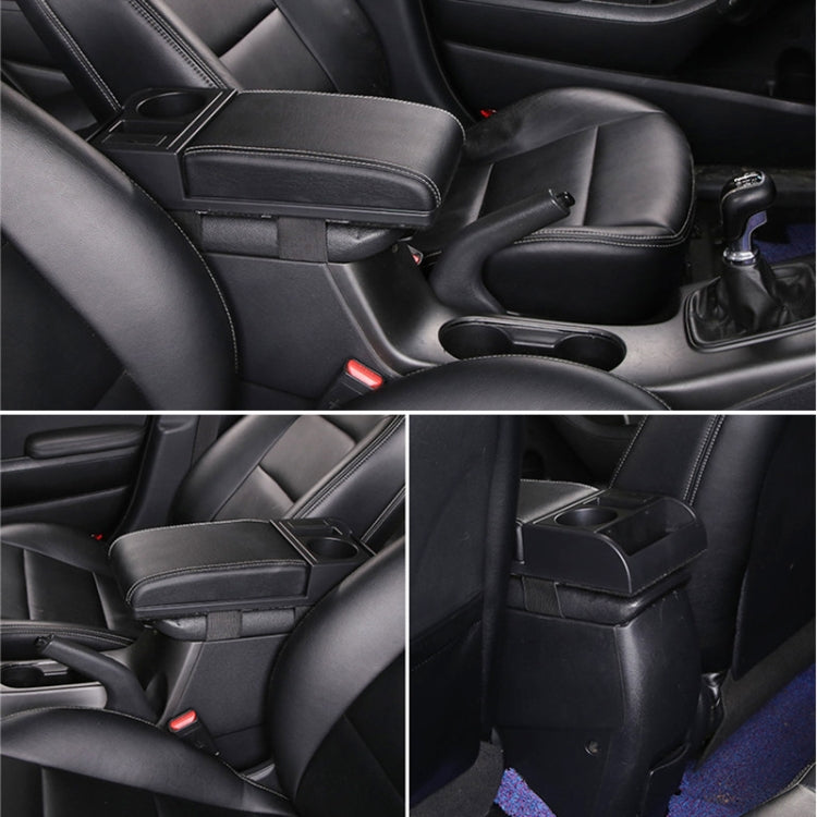 Car Multi-functional Dual USB Armrest Box Booster Pad, Carbon Fiber Leather Straight Type (Black White) - Seat Accessories by PMC TechLife | Online Shopping South Africa | PMC TechLife | Buy Now Pay Later Mobicred