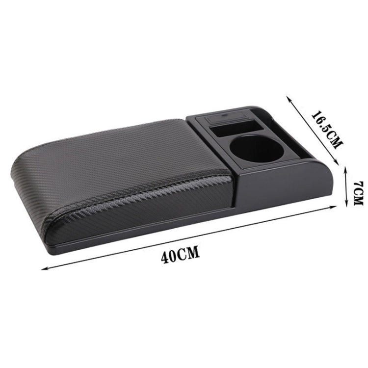 Car Multi-functional Dual USB Armrest Box Booster Pad, Carbon Fiber Leather Straight Type (Black) - Seat Accessories by PMC Jewellery | Online Shopping South Africa | PMC Jewellery | Buy Now Pay Later Mobicred