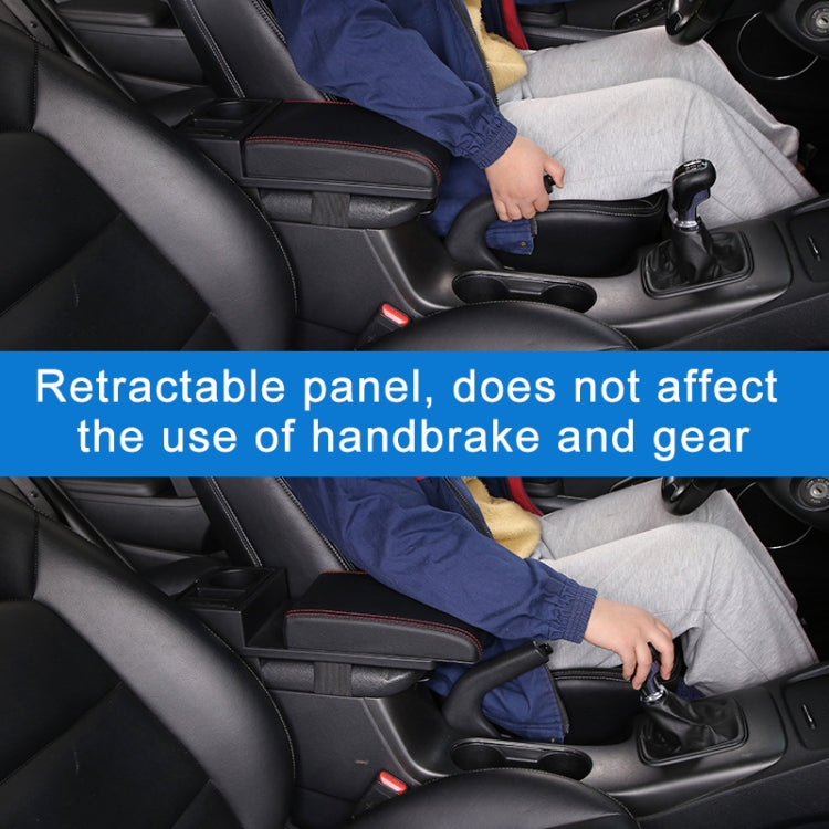 Car Multi-functional Dual USB Armrest Box Booster Pad, Carbon Fiber Leather Straight Type (Black White) - Seat Accessories by PMC TechLife | Online Shopping South Africa | PMC TechLife | Buy Now Pay Later Mobicred