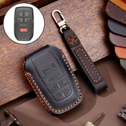 Hallmo Car Genuine Leather Key Protective Cover for Toyota Sienna 6-button(Black) - Car Key Cases by Hallmo | Online Shopping South Africa | PMC Jewellery | Buy Now Pay Later Mobicred