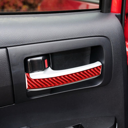 4 PCS / Set Carbon Fiber Car Inner Handle Decorative Sticker for Toyota Tundra 2014-2018,Left and Right Drive Universal(Red) - Car Interior Mouldings by PMC Jewellery | Online Shopping South Africa | PMC Jewellery | Buy Now Pay Later Mobicred
