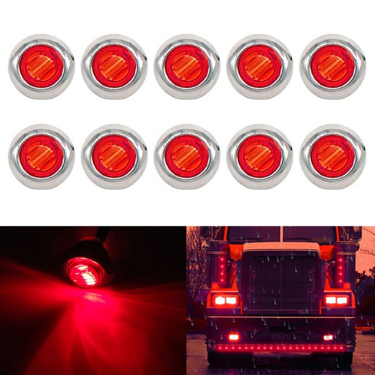 10 PCS MK-118 3/4 inch Metal Frame Car / Truck 3LEDs Side Marker Indicator Lights Bulb Lamp (Red Light) - Clearance Lights by PMC Jewellery | Online Shopping South Africa | PMC Jewellery | Buy Now Pay Later Mobicred