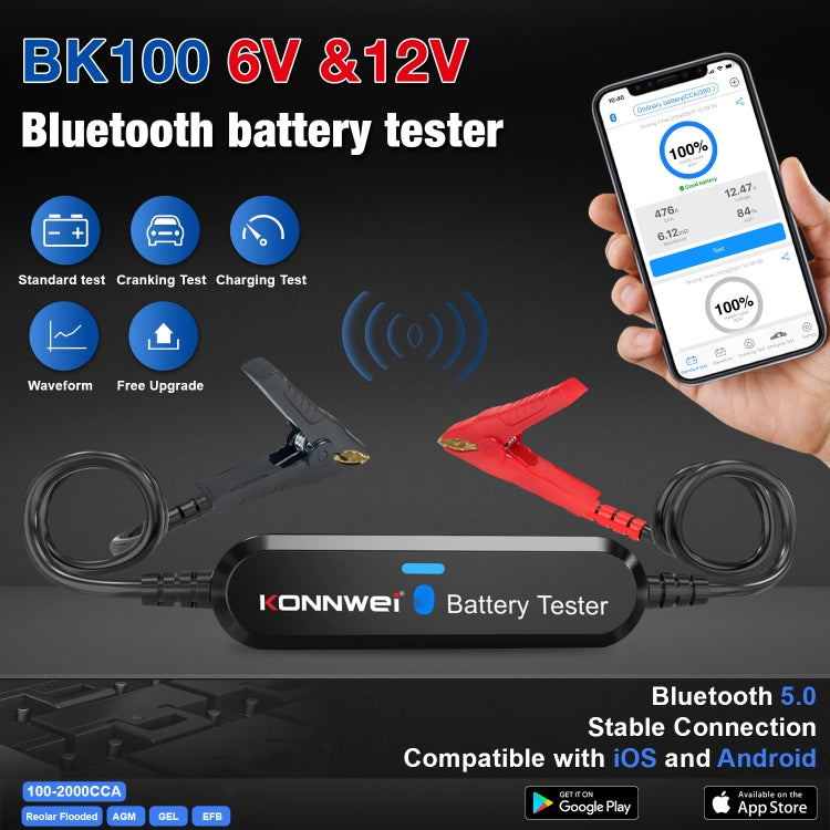 KONNWEI BK100 X431 BST360 Car Bluetooth Battery Tester (Black) - free shipping - PMC TechLife - Order now!
