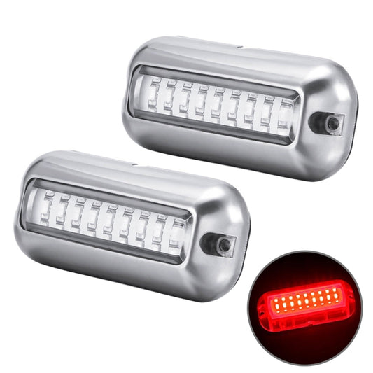 2 PCS MK-027 Ship / Yacht 10-30V 27LEDs Waterproof Stainless Steel Underwater Light(Red Light) - Marine Accessories & Parts by PMC Jewellery | Online Shopping South Africa | PMC Jewellery | Buy Now Pay Later Mobicred