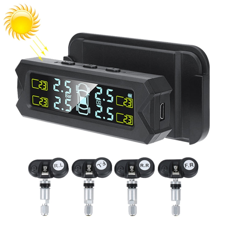 Car High Precision Solar Charging Tire Pressure Monitoring System TPMS, Built-in Beep Sensor - Tire Pressure Gauges by PMC Jewellery | Online Shopping South Africa | PMC Jewellery