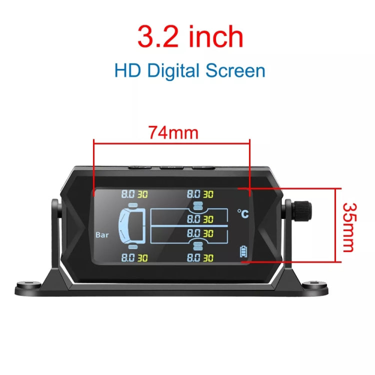 15Bar Solar Wireless Tire Pressure Monitoring System TPMS 6 External Sensors for 6-wheel Truck Bus - Tire Pressure Gauges by PMC Jewellery | Online Shopping South Africa | PMC Jewellery | Buy Now Pay Later Mobicred