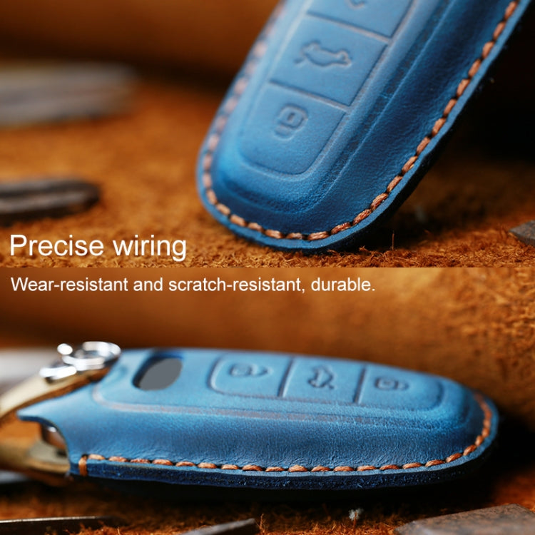 For Audi Series Car Cowhide Leather Key Protective Cover Key Case, A Version 2016-2017 (Blue) - Car Key Cases by PMC Jewellery | Online Shopping South Africa | PMC Jewellery | Buy Now Pay Later Mobicred