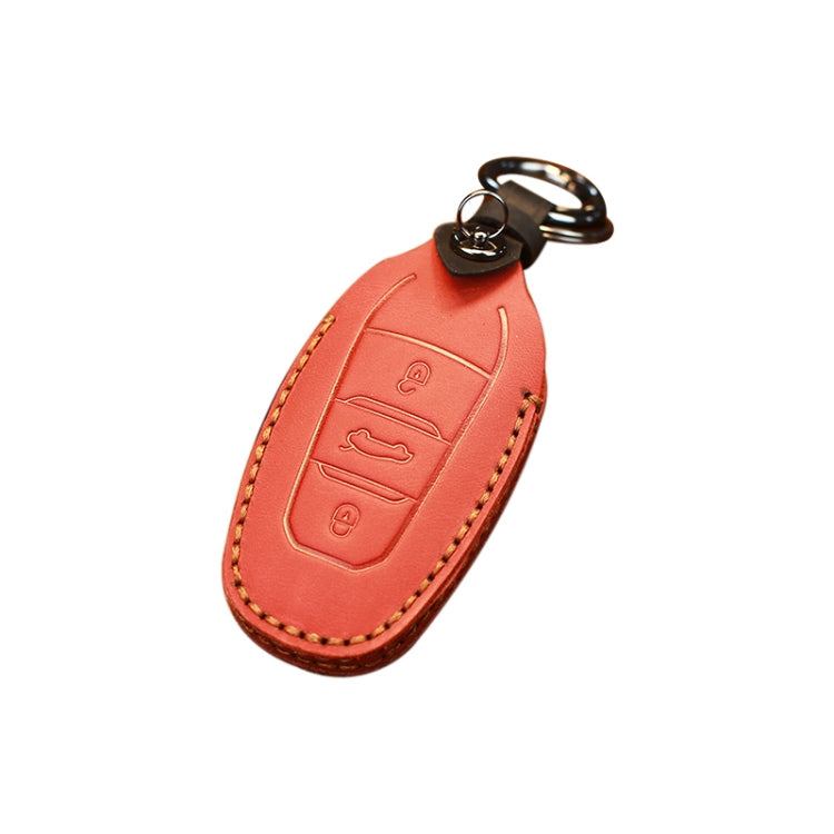 For PEUGEOT Car Cowhide Leather Key Protective Cover Key Case(Red) - Car Key Cases by PMC Jewellery | Online Shopping South Africa | PMC Jewellery | Buy Now Pay Later Mobicred