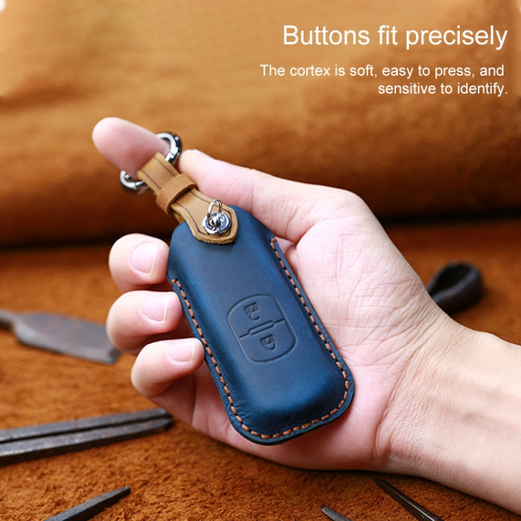For Mazda Old Style Hallmo Car Cowhide Leather Key Protective Cover Key Case, Three Keys Version(Brown) - Car Key Cases by Hallmo | Online Shopping South Africa | PMC Jewellery | Buy Now Pay Later Mobicred