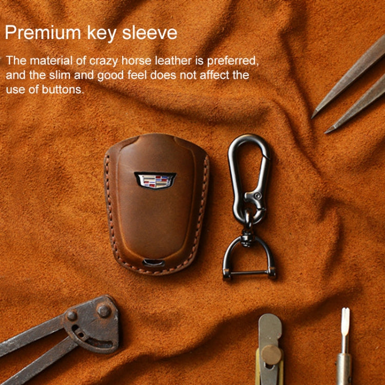 For Cadillac Car Cowhide Leather Key Protective Cover Key Case, Five Keys Version (Brown) - Car Key Cases by PMC Jewellery | Online Shopping South Africa | PMC Jewellery | Buy Now Pay Later Mobicred