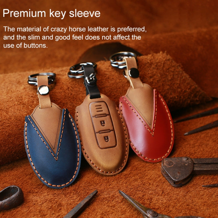 For Nissan Car Cowhide Leather Key Protective Cover Key Case, Four Keys Version (Red) - Car Key Cases by PMC Jewellery | Online Shopping South Africa | PMC Jewellery | Buy Now Pay Later Mobicred