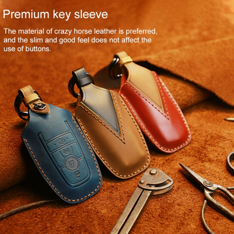 For Ford Car Cowhide Leather Key Protective Cover Key Case, Four Keys Version (Red) - Car Key Cases by PMC Jewellery | Online Shopping South Africa | PMC Jewellery | Buy Now Pay Later Mobicred
