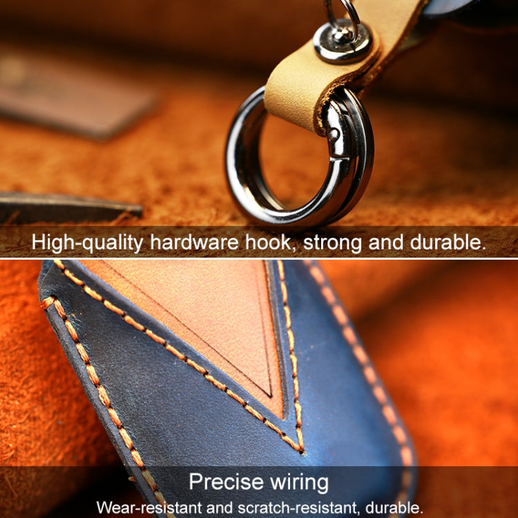 For BMW Old Style Car Cowhide Leather Key Protective Cover Key Case, Two Keys Version (Red) - Car Key Cases by PMC TechLife | Online Shopping South Africa | PMC TechLife | Buy Now Pay Later Mobicred