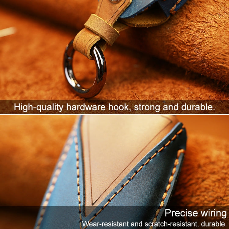 For Chevrolet Car Cowhide Leather Key Protective Cover Key Case, Four Keys Version (Blue) - Car Key Cases by PMC Jewellery | Online Shopping South Africa | PMC Jewellery | Buy Now Pay Later Mobicred