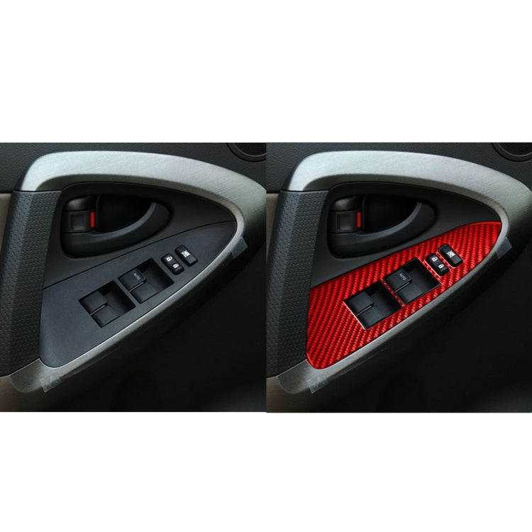 Car Carbon Fiber Window Glass Lift Panel Decorative Sticker for Toyota RAV4 2006-2013, Left Drive (Red) - Car Interior Mouldings by PMC Jewellery | Online Shopping South Africa | PMC Jewellery | Buy Now Pay Later Mobicred