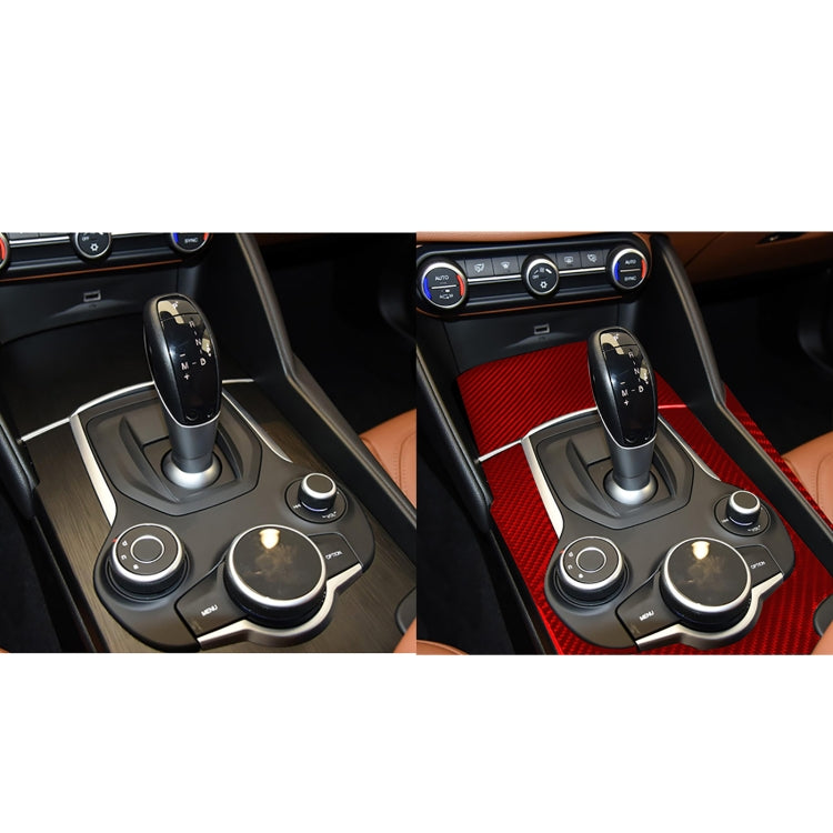 3 PCS / Set Carbon Fiber Car Gear Box Panel Decorative Sticker for Alfa Romeo Giulia 2017-2019,Left Drive (Red) - Car Interior Mouldings by PMC Jewellery | Online Shopping South Africa | PMC Jewellery | Buy Now Pay Later Mobicred