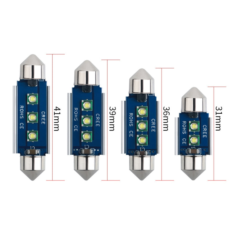 2pcs 36mm IC12V /  2.76W / 0.23A / 300LM 3LEDs SMD Car Reading Lamp Dome Light - Dome Lights by PMC TechLife | Online Shopping South Africa | PMC TechLife | Buy Now Pay Later Mobicred
