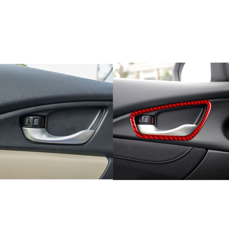 Car Carbon Fiber Inside Door Wrist Frame Decorative Sticker for Honda Tenth Generation Civic 2016-2019, Left and Right Drive Universal (Red) - Car Interior Mouldings by PMC Jewellery | Online Shopping South Africa | PMC Jewellery | Buy Now Pay Later Mobicred