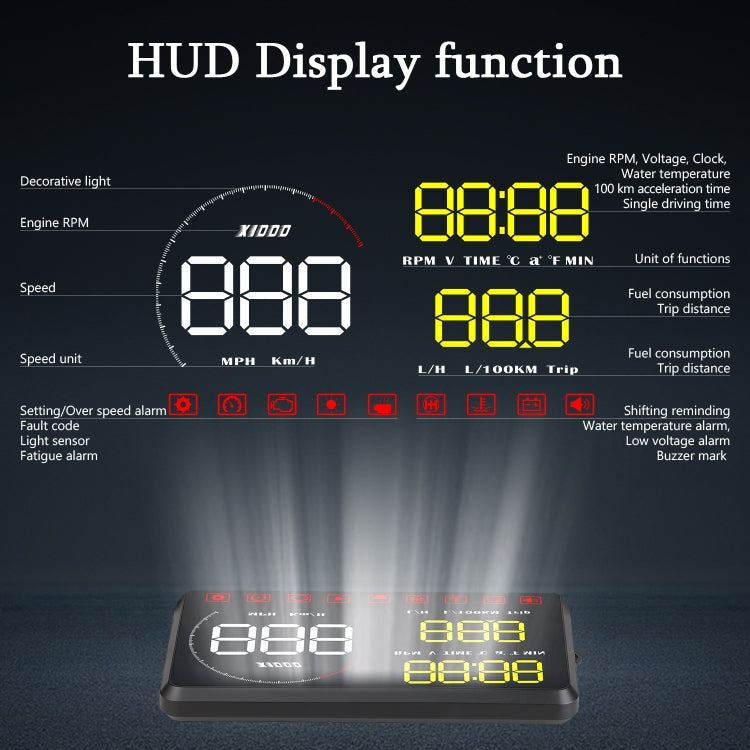 A9 5.5 inch Universal Car OBD2 HUD Vehicle-mounted Head Up Display (Blue) - Head Up Display System by PMC TechLife | Online Shopping South Africa | PMC TechLife | Buy Now Pay Later Mobicred