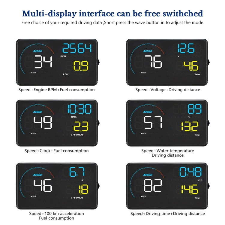 A9 5.5 inch Universal Car OBD2 HUD Vehicle-mounted Head Up Display (Blue) - Head Up Display System by PMC TechLife | Online Shopping South Africa | PMC TechLife | Buy Now Pay Later Mobicred