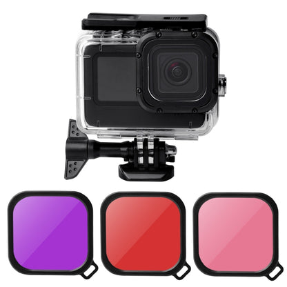 Waterproof Case + Touch Back Cover + Color Lens Filter for GoPro HERO10 Black / HERO9 Black (Pink) - Waterproof Cases by PMC Jewellery | Online Shopping South Africa | PMC Jewellery | Buy Now Pay Later Mobicred