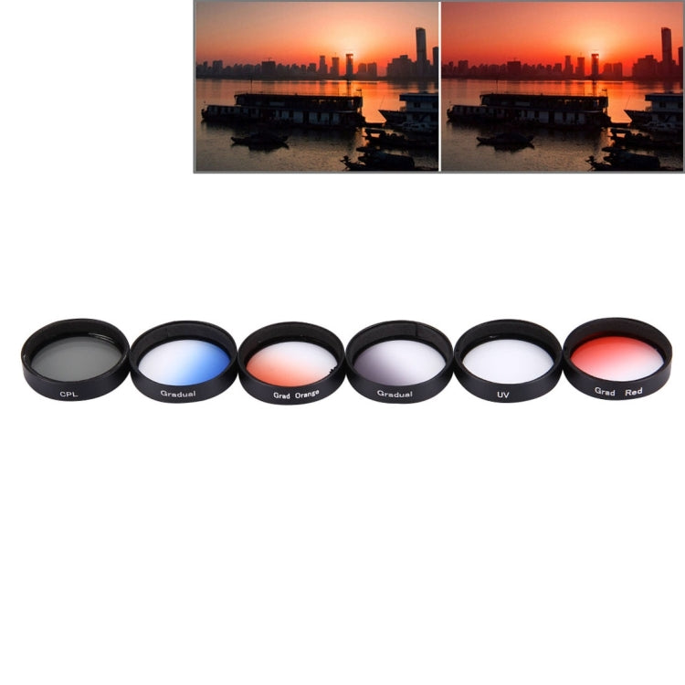 JUNESTAR 6 in 1 Professional 34mm Lens Filter(CPL + UV + Gradual Red + Gradual Orange + Gradual Blue + Gradual Grey) for DJI Phantom 3 & 4 - Phantom Lens Filter by JSR | Online Shopping South Africa | PMC Jewellery | Buy Now Pay Later Mobicred