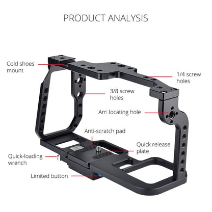 YELANGU C9 YLG0911A-A Video Camera Cage Stabilizer for DJI BMPCC 4K (Black) - Camera Cage by YELANGU | Online Shopping South Africa | PMC Jewellery | Buy Now Pay Later Mobicred