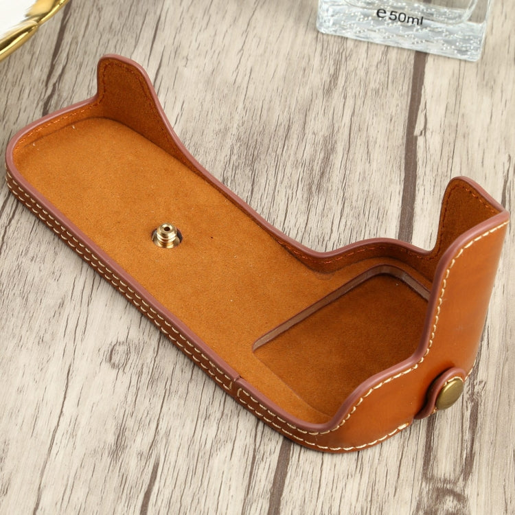 1/4 inch Thread PU Leather Camera Half Case Base for Canon EOS 90D (Brown) - free shipping - PMC TechLife - Order now!