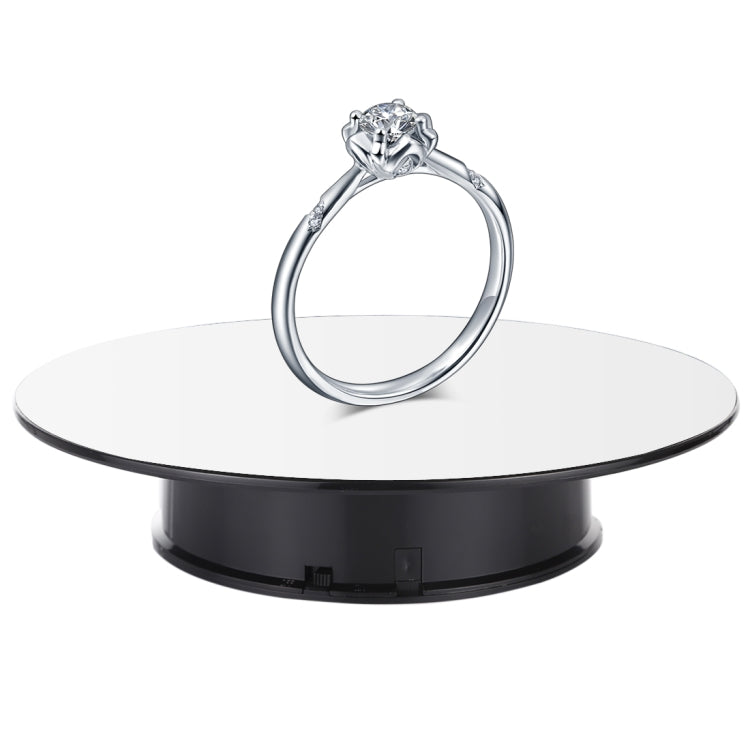 25cm 360 Degree Electric Rotating Mirror Surface Turntable Display Stand Video Shooting Props Turntable for Photography, Load 3kg, Powered by Battery(White + Black) - free shipping - PMc TechLife - Order now!