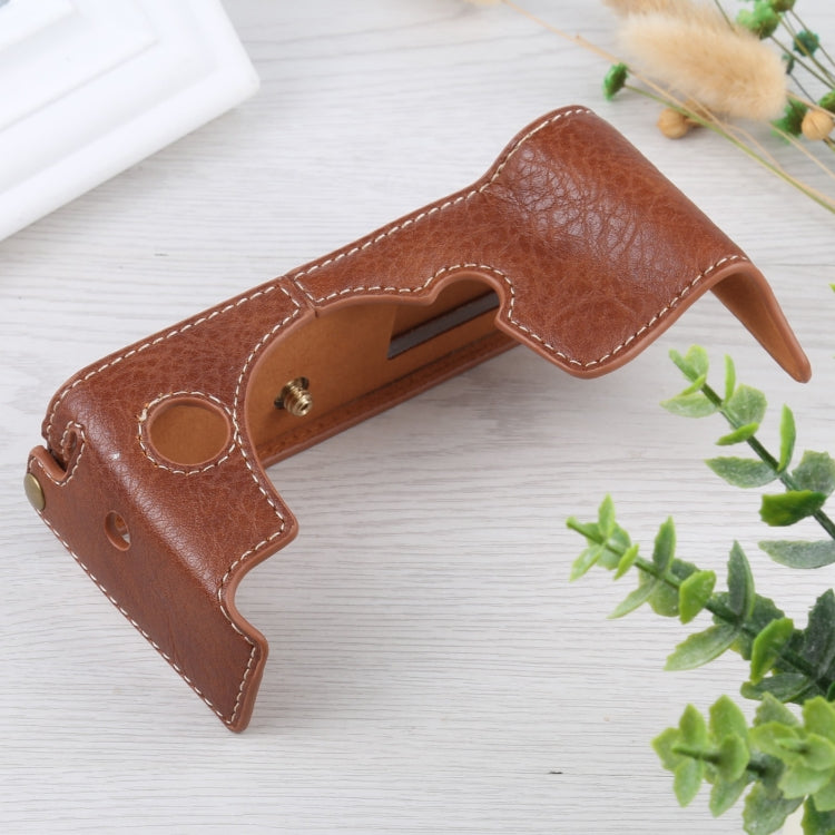 1/4 inch Thread Litchi Texture PU Leather Camera Half Case Base for FUJIFILM X-T4 (Brown) - free shipping - PMC TechLife - Order now!