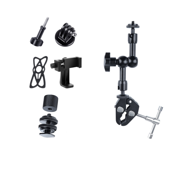 7 inch Adjustable Friction Articulating Magic Arm + Large Claws Clips with Phone Clamp (Black) - Camera Gimbal by PMC TechLife | Online Shopping South Africa | PMC TechLife | Buy Now Pay Later Mobicred