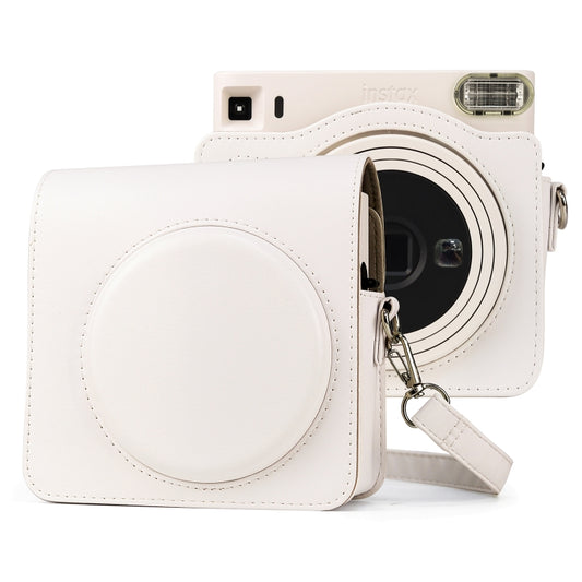 Full Body PU Leather Case Camera  Bag with Strap for FUJIFILM instax Square SQ1 (White) - Leather Bag by PMC Jewellery | Online Shopping South Africa | PMC Jewellery | Buy Now Pay Later Mobicred