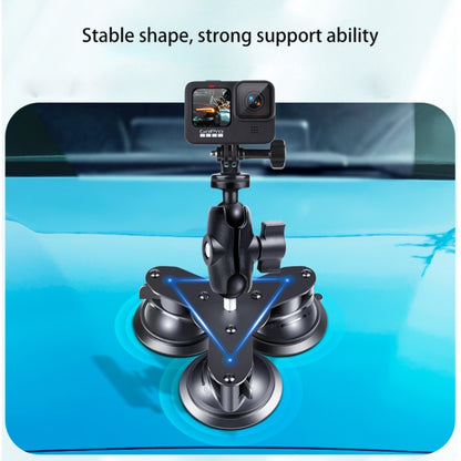 Triangle Suction Cup Mount Holder with Tripod Adapter & Screw & Phone Clamp & Anti-lost Silicone Net for for GoPro Hero12 Black / Hero11 /10 /9 /8 /7 /6 /5, Insta360 Ace / Ace Pro, DJI Osmo Action 4 and Other Action Cameras, Smartphones(Black) - Holder by PMC Jewellery | Online Shopping South Africa | PMC Jewellery | Buy Now Pay Later Mobicred