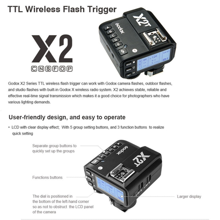 Godox X2T-N E-TTL II Bluetooth Wireless Flash Trigger for Nikon (Black) - free shipping - PMC TechLife - Order now!