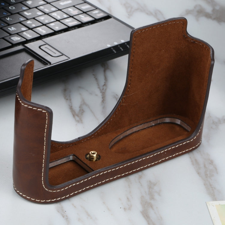 1/4 inch Thread PU Leather Camera Half Case Base for Leica Q2(Coffee) - Half Case by PMC TechLife | Online Shopping South Africa | PMC TechLife | Buy Now Pay Later Mobicred