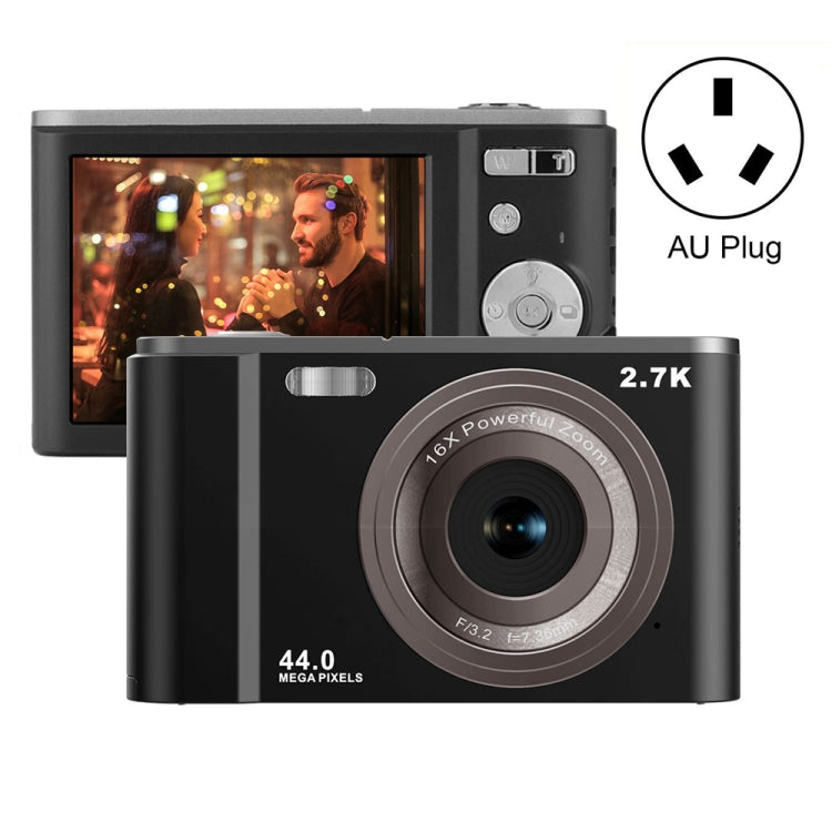 DC302 2.88 inch 44MP 16X Zoom 2.7K Full HD Digital Camera Children Card Camera, AU Plug (Black) - Children Cameras by PMC Jewellery | Online Shopping South Africa | PMC Jewellery | Buy Now Pay Later Mobicred