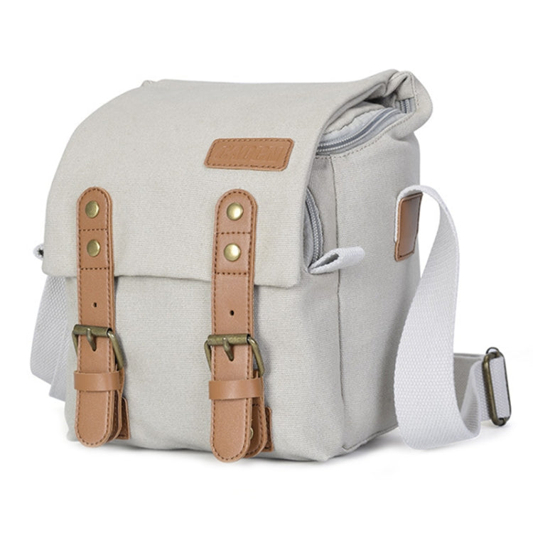 CADEN N1 Simple Retro Multifunctional Canvas Waterproof Digital Camera Photography Bag (Beige White) - free shipping - PMC TechLife - Order now!