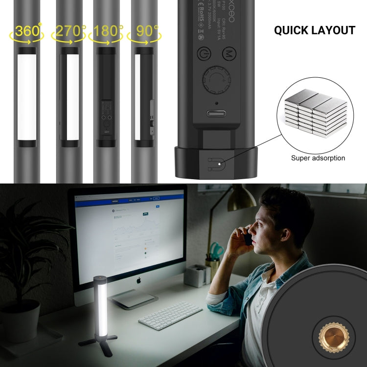 LUXCeO P100 RGB Photo Video Light Stick Handheld Fill Light with Remote Control & Grid Softbox - free shipping - PMC TechLife - Order now!