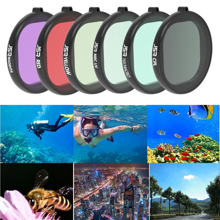 JSR Round Housing Diving 6 in 1 UV + CPL + 16X Macro + Red + Yellow + Purple Lens Filter for GoPro HERO8 Black - Lens Filter by JSR | Online Shopping South Africa | PMC Jewellery | Buy Now Pay Later Mobicred