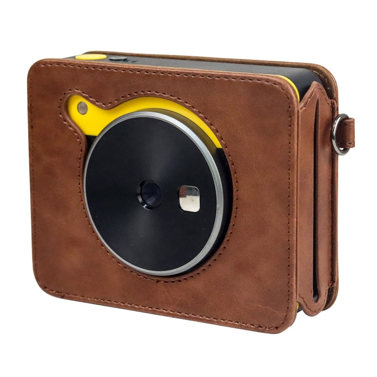 For Kodak Mini Shot 3 Square Retro / C300R instax Full Body Camera PU Leather Case Bag with Strap(Brown) - Leather Bag by PMC Jewellery | Online Shopping South Africa | PMC Jewellery | Buy Now Pay Later Mobicred