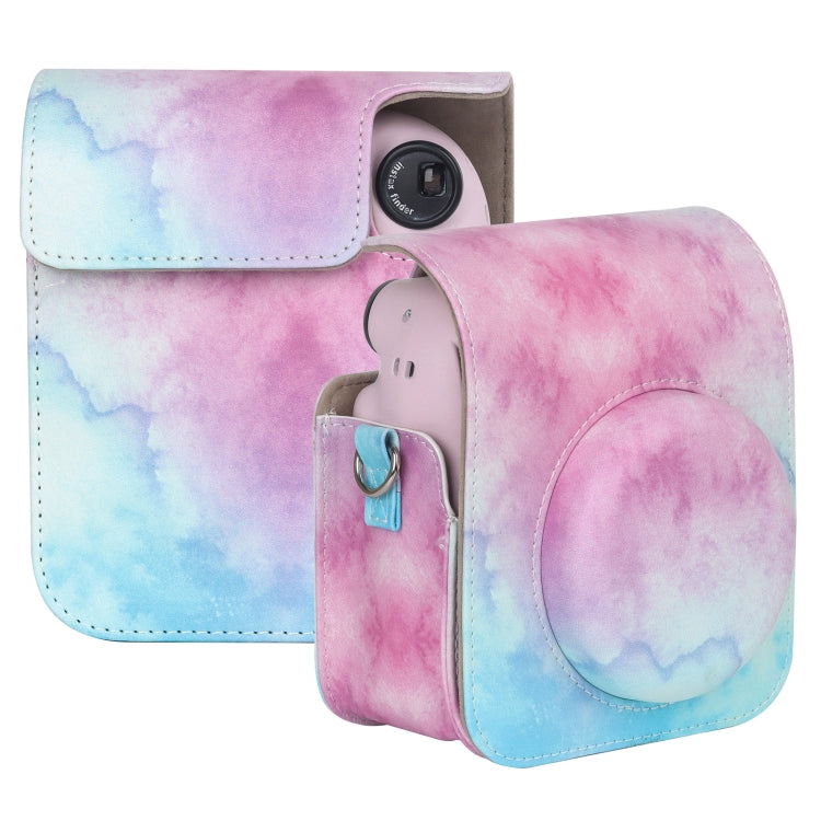 For FUJIFILM instax mini 12 Painted Full Body Leather Case Camera Bag with Strap(Blue Pink)(Black) - Leather Bag by PMC TechLife | Online Shopping South Africa | PMC TechLife | Buy Now Pay Later Mobicred