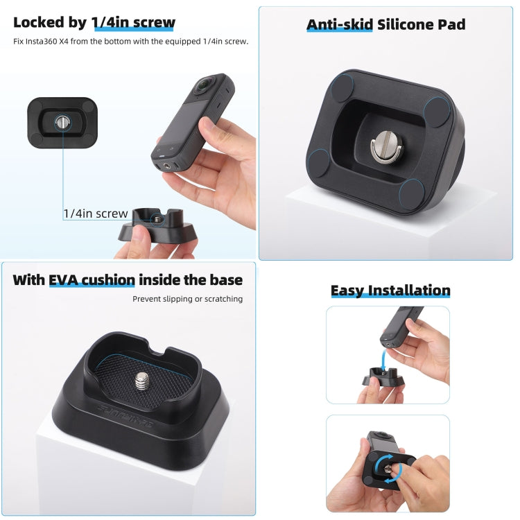 For Insta360 X4 Sunnylife Desktop Stand Base (Black) - Mount & Holder by Sunnylife | Online Shopping South Africa | PMC TechLife | Buy Now Pay Later Mobicred