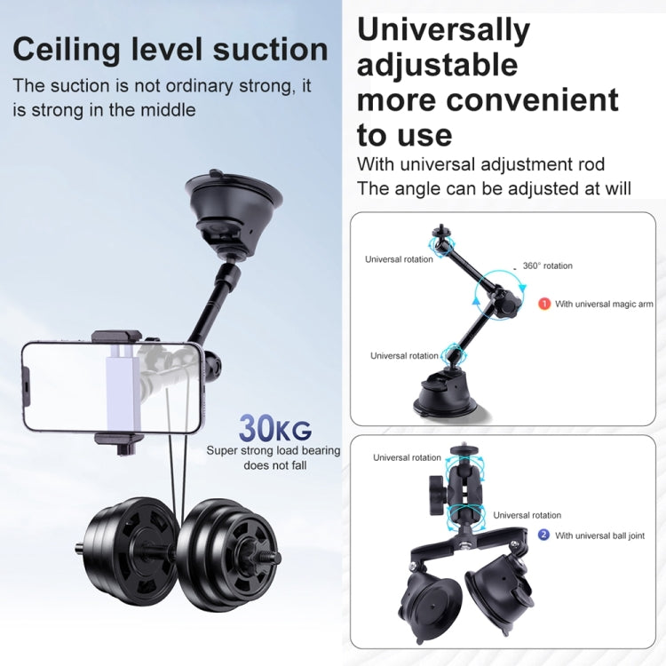 Dual-leg Suction Cup Articulating Friction Magic Arm Phone Clamp Mount (Black) - Holder by PMC Jewellery | Online Shopping South Africa | PMC Jewellery | Buy Now Pay Later Mobicred