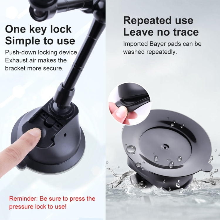 Dual-leg Suction Cup Connecting Rod Arm Phone Clamp Mount(Black) - Holder by PMC TechLife | Online Shopping South Africa | PMC TechLife | Buy Now Pay Later Mobicred