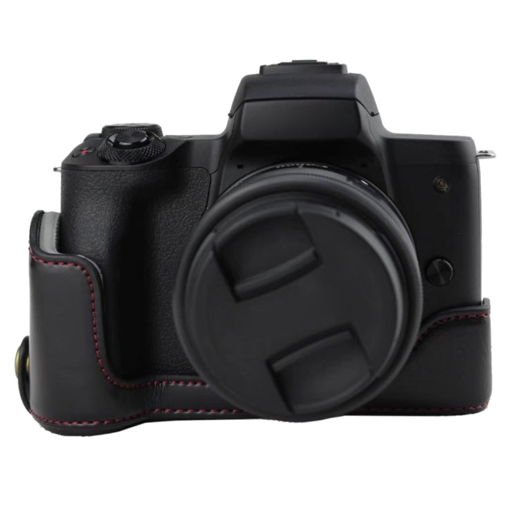 1/4 inch Thread PU Leather Camera Half Case Base for Canon EOS M50 / M50 Mark II (Black) - Half Case by PMC TechLife | Online Shopping South Africa | PMC TechLife | Buy Now Pay Later Mobicred