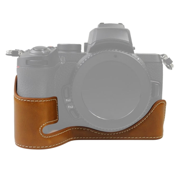 1/4 inch Thread PU Leather Camera Half Case Base for Nikon Z50(Brown) - free shipping - PMC TechLife - Order now!
