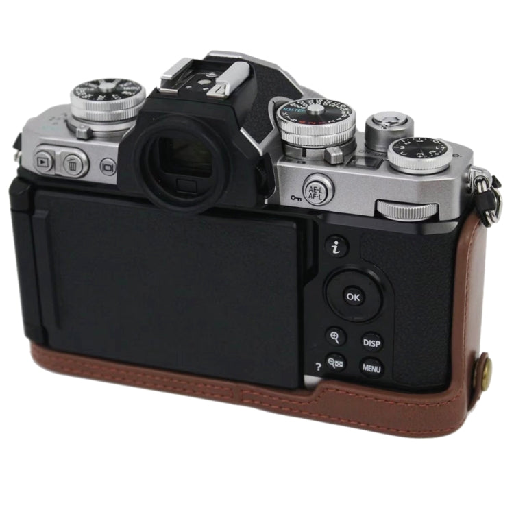 1/4 inch Thread PU Leather Camera Half Case Base for Nikon Z fc (Coffee) - Half Case by PMC TechLife | Online Shopping South Africa | PMC TechLife | Buy Now Pay Later Mobicred