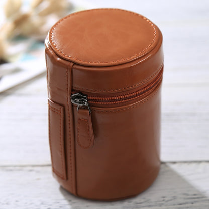 Medium Lens Case Zippered PU Leather Pouch Box for DSLR Camera Lens, Size: 13x9x9cm(Brown) - Lens Bag by PMC Jewellery | Online Shopping South Africa | PMC Jewellery