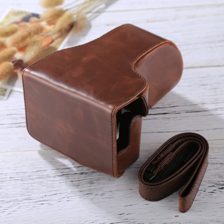 Full Body Camera PU Leather Case Bag with Strap for Canon EOS M6 (18-150mm Lens) (Coffee) - free shipping - PMC TechLife - Order now!