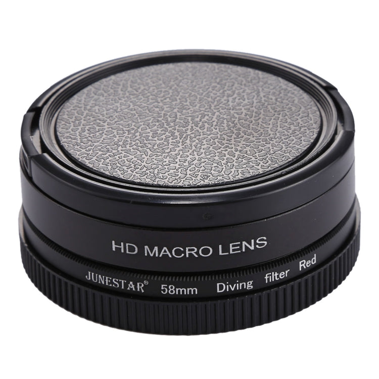 58mm 16X Macro Lens + Red Diving Lens Filter with Lens Cover + Lens Filter Ring Adapter + String + Cleaning Cloth for GoPro HERO6 /5 Dive Housing - Lens Filter by PMC Jewellery | Online Shopping South Africa | PMC Jewellery | Buy Now Pay Later Mobicred